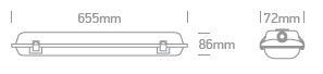 DEWY IP65 ptr.1xT8 LED Tube 100-240V 655mm IP65 PC/PC gri