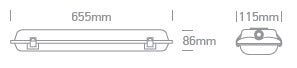 DEWY IP65 ptr.2xT8 LED Tube 100-240V 655mm IP65 PC/PC gri