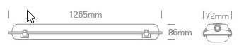 DEWY IP65 ptr.1xT8 LED Tube 100-240V 1265mm IP65 PC/PC gri