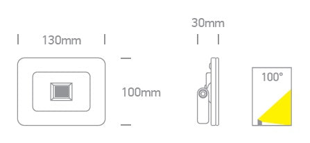 Senga LED 3 Floodlight 10W 230V 800lm 840 100° IP65 alb