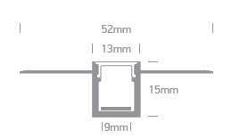 Alu Trimless Profile ptr.9mm Strips+PC Opal capac 2m