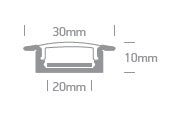 Alu Recessed Profile ptr.20mm Strips+Opal capac 2m alb