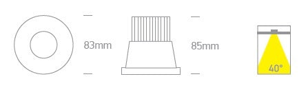 Tina LED, 12W, 700mA, 1100lm, 3000K, 38°, IP65 , negru