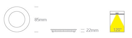 Sutil Round2 LED 8W, 4000K, 560lm, 120°, IP40, negru