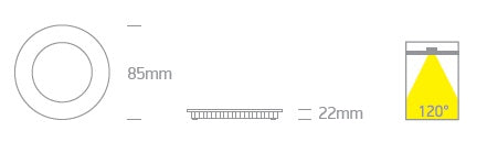 Sutil Round2 LED 8W, 3000K, 480lm, 120°, IP40, negru