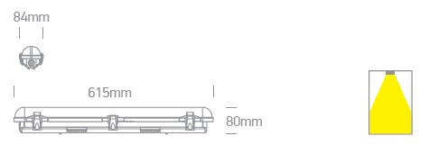 Dewy 2 LED 15W 4000K 1200lm 230V IP65 L=615mm PC/PC gri