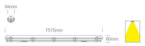 Dewy 2 LED 40W 4000K 3200lm 230V IP65 L=1515mm PC/PC gri