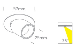 Rigel Long LED 3W 3000K 280lm 350mA 36° IP20 alb dimabil