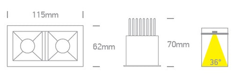 Alpha 2 LED 2x6,5W 3000K 2x550lm 36° IP20 350mA dimabil