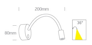 Swan LED 3W, 3000K, 160lm, IP20, 100-240V, 36°, negru