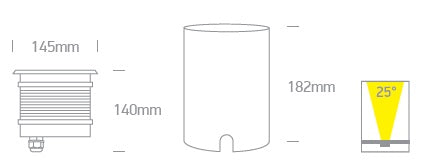 Terra RD LED 20W, 3000K, 1800lm, 230V, IP67, 25°, IK10