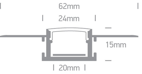 LED trimless profil aluminiu + PC diffuser negru 2m