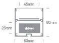 Profil Alu + capac opal PC, capace, pentru benzi de 45 mm 2m