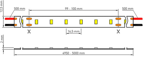 LED Flexstrip 108 UWW IP43, RA80+,1650lm/m,24W/m L=5m,24VDC