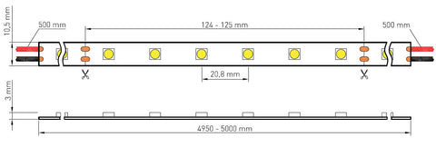 FS 60, UWW, Ra=90+, 14W/m, 890lm/m, 24VDC, IP44, l=5m