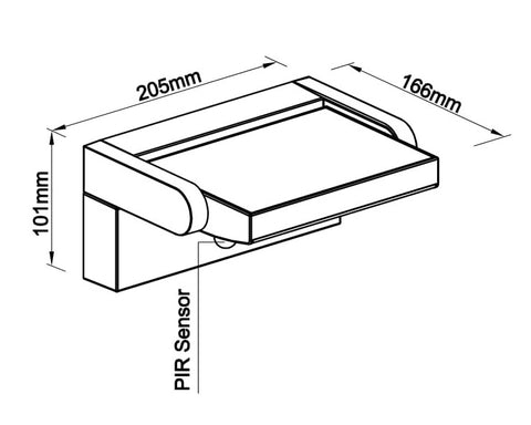 ILAS LED PIR 12,5W 750lm 3000K ECG IP54 antracit