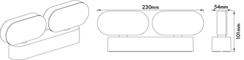 Lea LED Double 13W 600lm 3000K ECG IP54 antracit