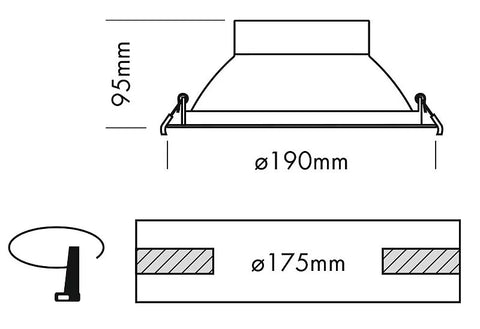 Downlight Actor M 14/19W 830/840 131lm/W, IP54, Ø-190mm, WH