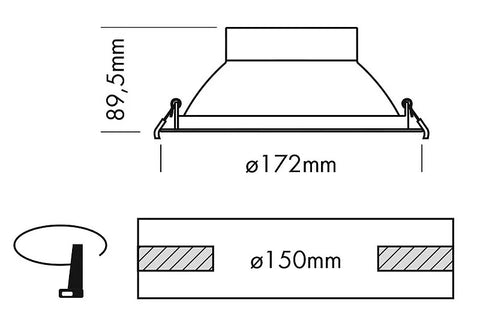 Downlight Actor S 14/19W 830/840 131lm/W, IP54, Ø-172mm, WH