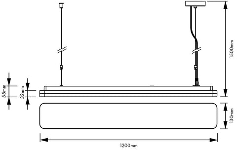 ELEGANCE LONG Evolution LED 38W/29W 3K/4K Dim IP54 alb