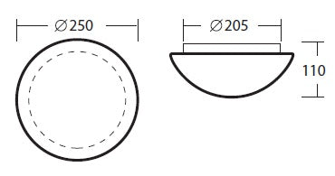 AURA 250 Wall- and Ceiling luminaire, E27, max. 75W, IP44
