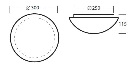 AURA 300 Wall- and Ceiling luminaire, E27, max. 100W, IP44