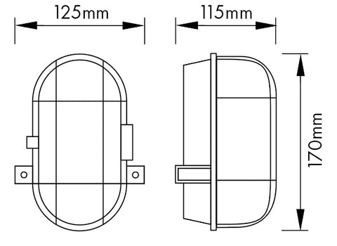 OVAL II E27, 60W, IP44, gri cu grilaj de protecție