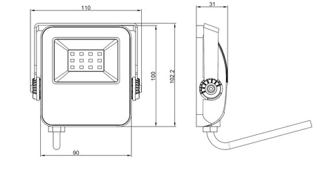 Capri LED Basic 10W 1200lm 3000K simetric IP65 negru