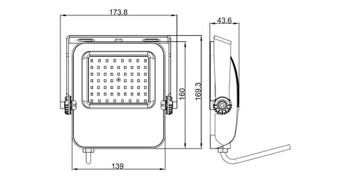 Capri LED Basic 50W 5500lm 3000K asimetric IP65 negru