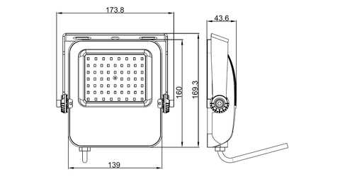 Capri LED Basic 50W 5500lm 4000K asimetric IP65 negru