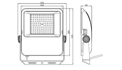 CAPRI LED Basic 100W 12000lm 3000K simetric IP65 negru