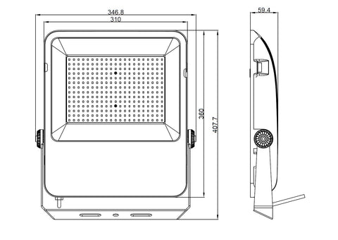 CAPRI LED Basic 200W 22000lm 3000K asimetric IP65 negru