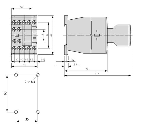 Contact auxiliar frontal pt. contactor LT măr. 0-1, 2ND+2NÎ