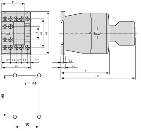 Cont.aux. pt. contactor aux., 2ND+2NÎ , 1ND+1NÎ microswitch