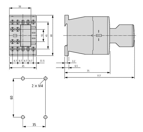 Contact auxiliar frontal pt. contactor auxiliar LTH, 3ND+1NÎ