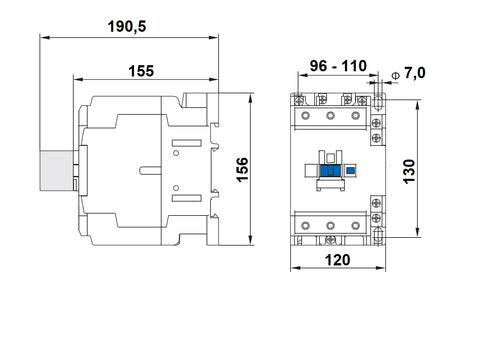 Contactor 3 poli, CUBICO Grand, 90kW, 170A, 1ND+1NÎ, 230V ca