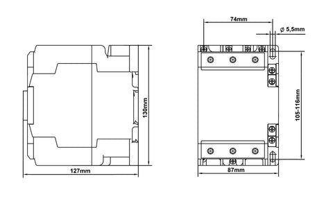 Contactor 3 poli, CUBICO High, 37kW, 80A, 1ND+1NÎ, 230Vc.a.