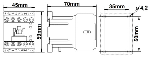 Contactor auxiliar 2ND+2NÎ, CUBICO, 6A, 24Vc.c.