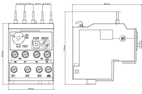 Releu termic Mini, 4,5 - 6,3A