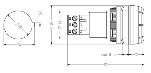 Buzer Compact, d= 30 mm, 230-240 V c.a., negru, 85 dB