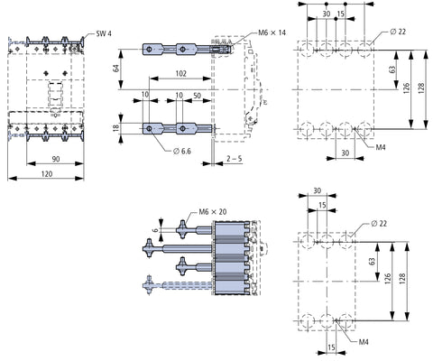 Borne conexiune spate pt. MC1, 3-poli (1 set = 3 buc)