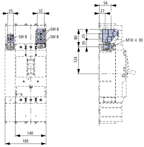 Clema tunel 4p.1x185mm² MC3