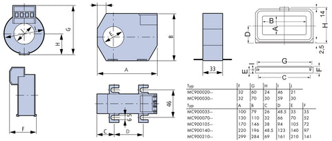 Transformator de curent de trecere, circular, Dint = 20 mm