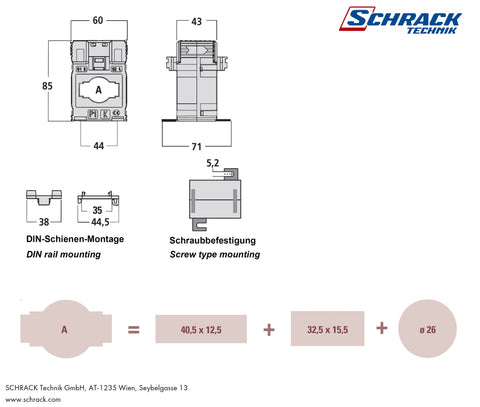 Transformator de curent 250/5A, 40x10, clasă 0,5