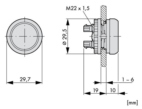 Buton comanda scund fara revenire rosu