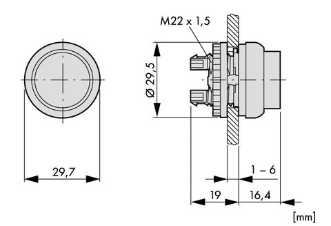 Buton comanda scund fara revenire rosu "0"