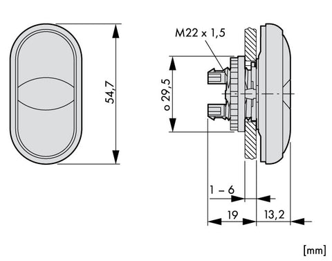 Buton comanda dublu alb+negru "START-STOP"