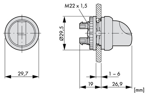 Buton selector 1-0-2 cu revenire alb