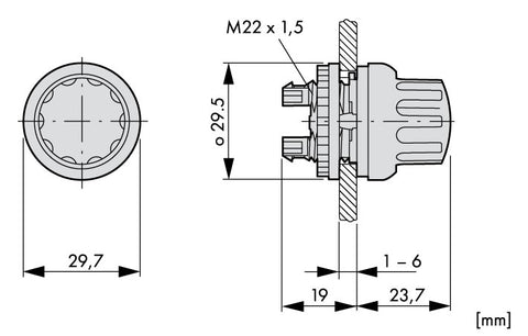 Buton selector 0-1 fara revenire negru