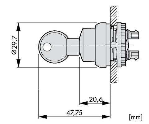 Comutator cu cheie 1-0-2 fara revenire 60°